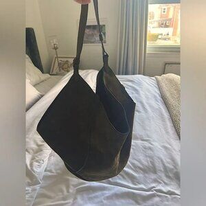 Khaite Medium Lotus Bag in Olive Green Suede